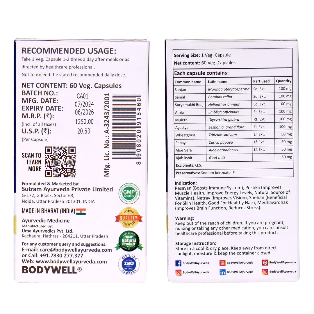 VitaDaddy Multivitamin (ABCDEK), Minerals and Amino Acids, 800mg, Veg. Capsules