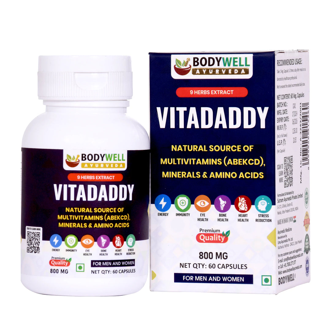 VitaDaddy Multivitamin (ABCDEK), Minerals and Amino Acids, 800mg, Veg. Capsules